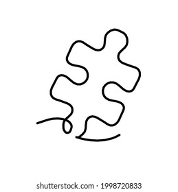 Abstraktes Puzzle als Linienzeichnung auf weißem Hintergrund. Vektorgrafik