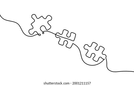 Abstract jigsaw puzzle as line drawing on white background. Vector