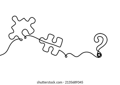 Abstract jigsaw puzzle with question mark as line drawing on white background. Vector