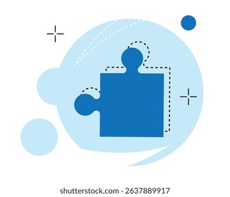 Abstract Jigsaw Puzzle Simple Illustration Flat Style. Riddles and mind games concept vector art