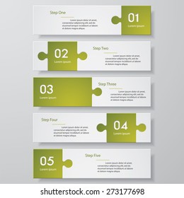 Abstract jigsaw shape number banners template. Vector.