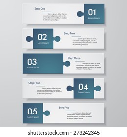 Abstract jigsaw shape number banners template. Vector.