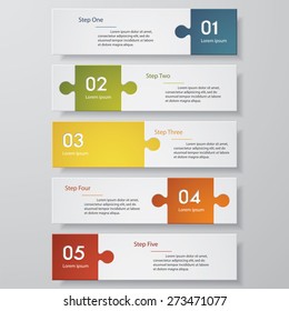 Abstract jigsaw shape number banners template. Vector.