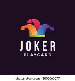 Abstract joker, jester hat logo icon vector template on dark background