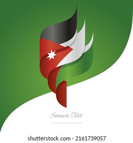 Abstract Jordan 3D wavy flag red black white green modern ribbon strip logo icon abstract background vector