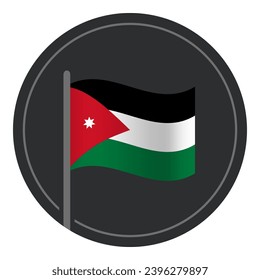 Abstract Jordan Flag Flat Icon in Circle Isolated on White Background