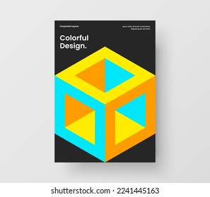 Abstract journal cover A4 design vector illustration. Vivid mosaic tiles company brochure concept.