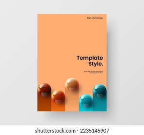 Abstract journal cover design vector concept. Premium realistic spheres company identity layout.