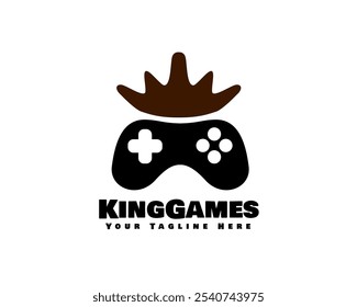 abstract joy stick game king crown logo design template illustration inspiration