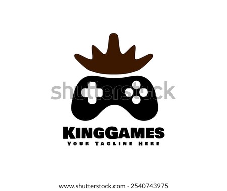 abstract joy stick game king crown logo design template illustration inspiration