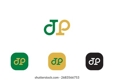 Diseño Abstractas del logotipo de JP. Uso para la identidad de marca de la empresa, materiales de marketing. Icono de Vector aislado, estilo moderno, minimalista, colorido. Profesional de recursos gráficos.