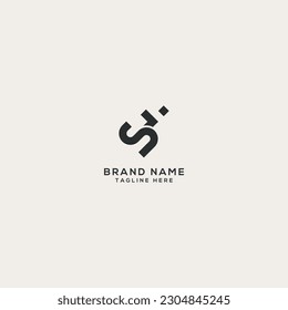 Resumen del diseño del logotipo de la carta de JS SJ. Elemento de plantilla de diseño de logotipo de vector plano.