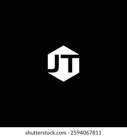 Abstract JT Hexagon shape Logo vector illustration with black background.