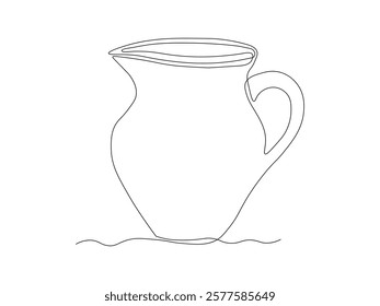 Abstract jug, pitcher for milk, water,juice, continuous single one line art hand drawing sketch logo