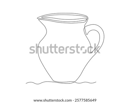 Abstract jug, pitcher for milk, water,juice, continuous single one line art hand drawing sketch logo