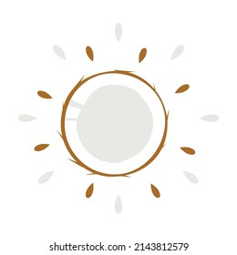 Abstract juicy coconut icon with splash on white background - Vector illustration