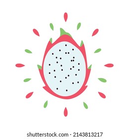 Abstract juicy pitahaya icon with splash on white background - Vector illustration