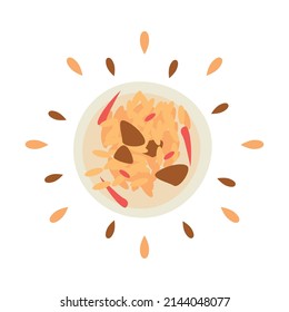 Abstract juicy rice icon with splash on white background - Vector illustration
