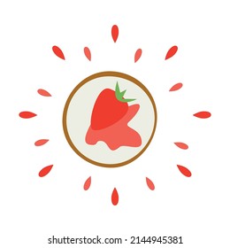 Abstract juicy strawberry icon isolated on white background - Vector illustration