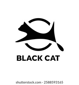 abstract jumping cat logo icon