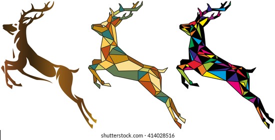 abstract jumping deer for your design, vector illustration, isolated object