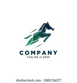 abstract jumping horse art logo