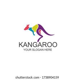 abstract jumping kangaroo icon isolated on white background