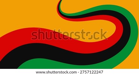 Abstract Juneteenth Freedom Day Banner. Pan-African wavy background for Black History Month. Retro groovy ribbon wave line pattern. Vector Illustration.