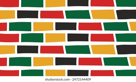 Abstract Juneteenth seamless pattern with Horizontal lines,with traditional African colors ,black, red, yellow, green. Abstract background design