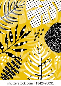 abstract jungle background with monstera