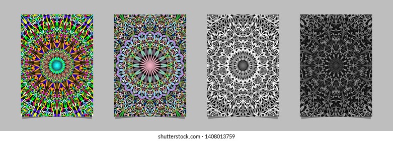 Abstract jungle garden mandala pattern flyer background template set - geometrical vector stationery graphic designs
