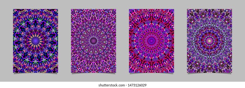 Abstract jungle kaleidoscope mandala pattern page background template set - geometric vector stationery graphic designs