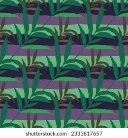 Abstract jungle palm leaf seamless pattern. Stylized tropical palm leaves wallpaper. Design for printing, textile, fabric, fashion, interior, wrapping paper. Vector illustration