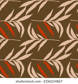 Resumen de la hoja de palma de la jungla sin costuras. Papel pintado de hojas de palma tropicales estilizadas. Diseño para imprenta, textil, tela, moda, interior, papel envolvente. Ilustración del vector