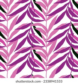 Abstract jungle palm leaf seamless pattern. Stylized tropical palm leaves wallpaper. Design for printing, textile, fabric, fashion, interior, wrapping paper. Vector illustration