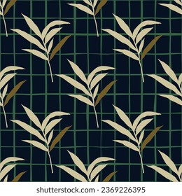 Abstract jungle palm leaf seamless pattern. Stylized tropical palm leaves wallpaper. Design for printing, textile, fabric, fashion, interior, wrapping paper. Vector illustration