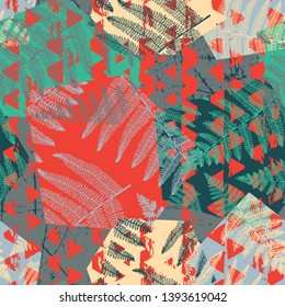 Abstract jungle print with paradise island foliage. Vector seamless floral pattern inspired by tropical nature. Summer background