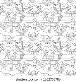 Selva abstracta. Patrón sin problemas. Libro de colorear. Ilustración del vector