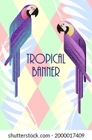 Abstract jungle! Vector decorative illustration of a tropical parrot. Hand drawn art for poster, postcard, fabric, packaging, templates. EPS10