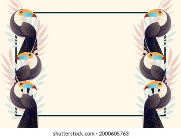 Abstract jungle! Vector decorative illustration of a tropical bird - toucan. Hand drawn geometric art for poster, postcard, fabric, packaging, templates. EPS10