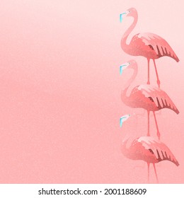 Abstract jungle! vector decorative illustration of tropical bird - pink flamingo. Hand drawn geometric art for poster, postcard, fabric, packaging, templates. EPS10