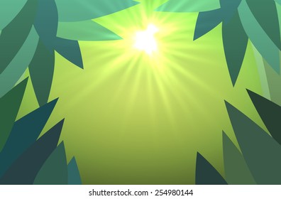 abstract jungles background with sun rays vector illustration