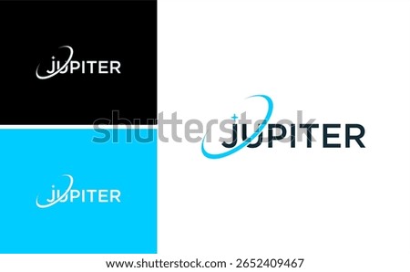 Abstract Jupiter Planet Logo with Orbit Icon Vector for Global Space System Astronomy Science Galaxy Technology Modern Brand Identity Concept Illustration Template Communication