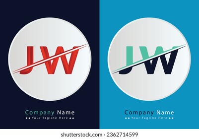Abstract JW letter logo design template. Vector Logo Illustration.