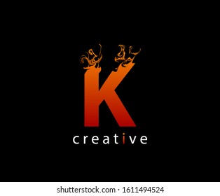 Abstract K Letter Flame Logo Icon