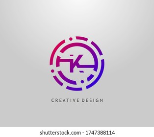 Abstract K Letter Logo. Modern Circle Network Technology Logo Design