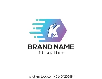 Resumen de la letra K diseño moderno de marcas de papel iniciales