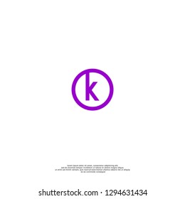 abstract K logo letter in purple geometric circle design concept