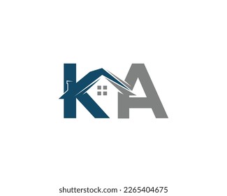 Abstract KA Letter Creative Home Shape Logo Design. Unique Real Estate, Property, Construction Business identity Vector Icon. 