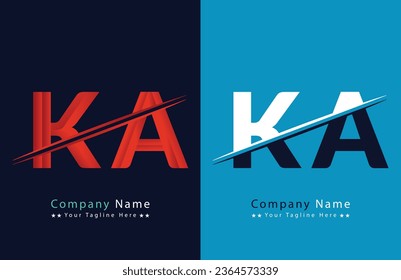 Abstract KA letter logo design template. Vector Logo Illustration.